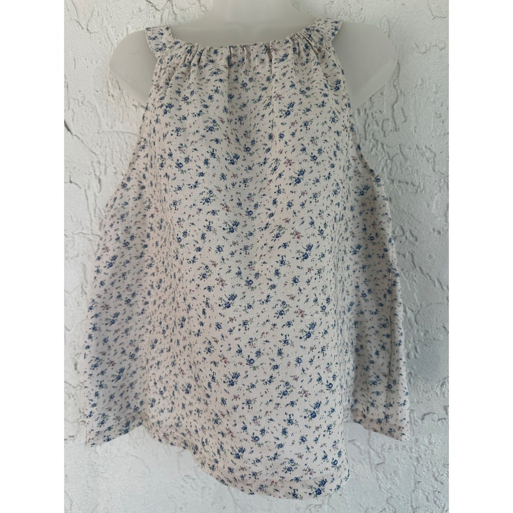 Rachel Zoe Linen Halter Top Floral Ditsy Sleeveless Women Large Coquette Prairie